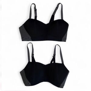 Brooks Fineform Sports Bra Bundle 36 C/D Black Striped Racerback Bundle of 2